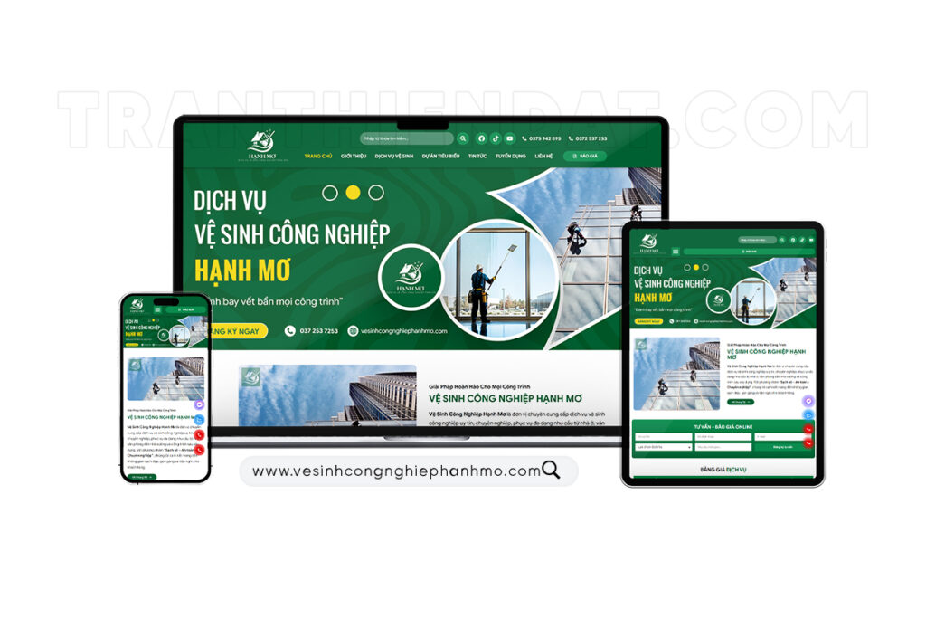 Dự án thiết kế website dịch vụ Vệ Sinh Công Nghiệp Hạnh Mơ