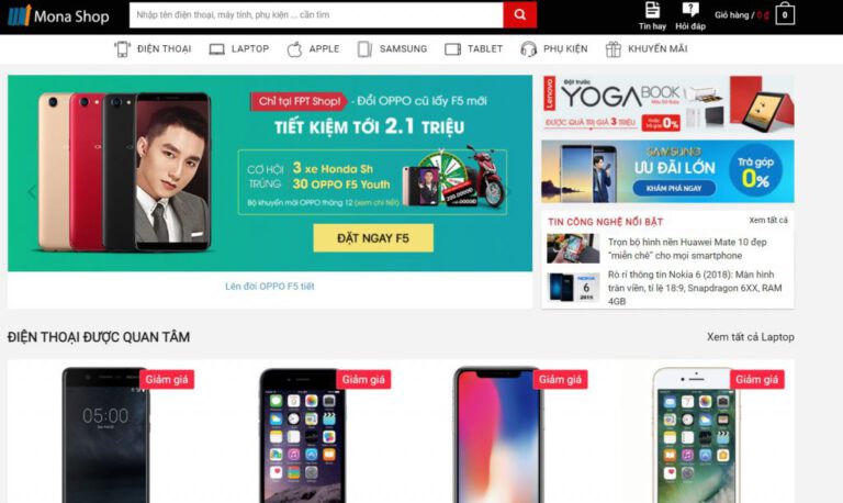 Thiết kế website cho cửa hàng điện thoại tại quảng ngãi