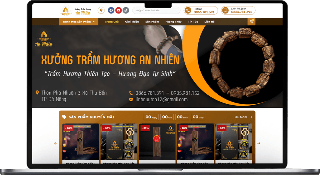 Giao diện Deskop Xưởng Trầm Hương An Nhiên