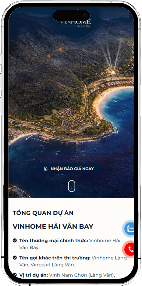 Giao diện mobile Vinhomes Hải Vân Bay