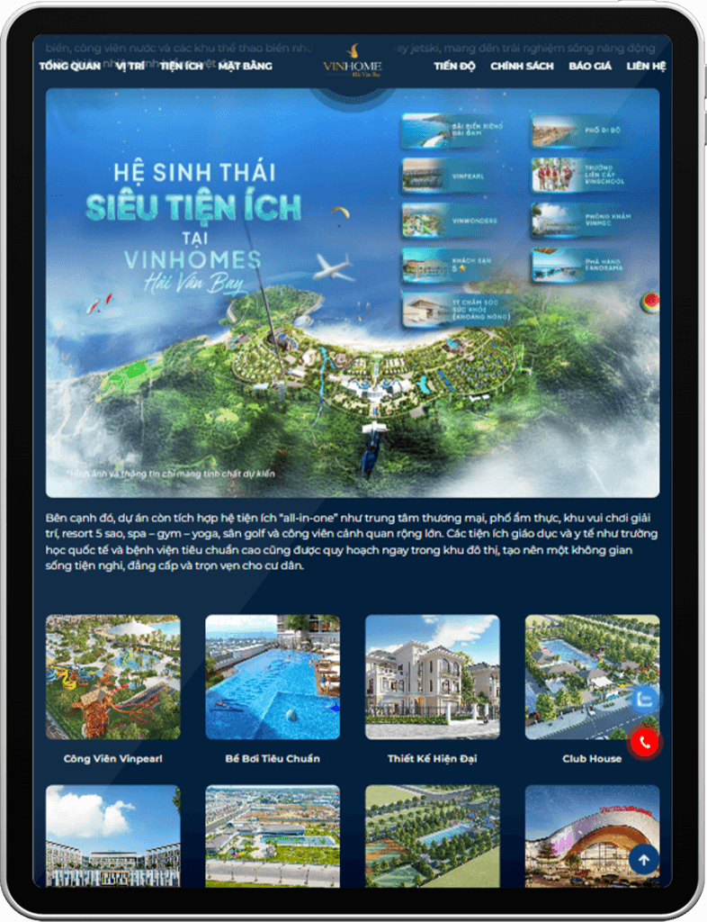 Giao diện tablet Vinhomes Hải Vân Bay