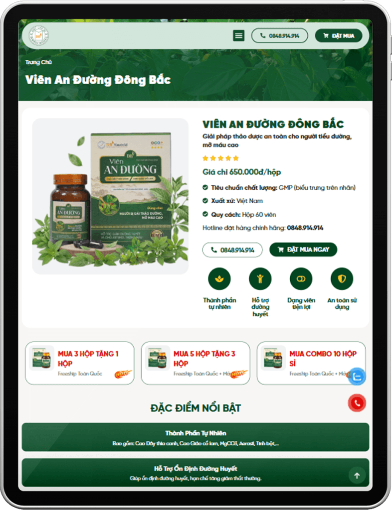 Giao diện Tablet Viên An Đường ĐB